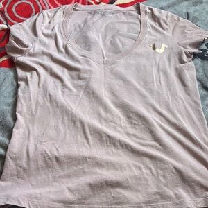 True Religion Pink and Gold Fitted Short Sleeve T-Shirt